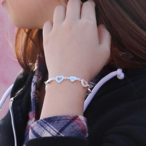 925 Sterling Silver Fashion Womens Jewelry Hollow Heart Bracelet Loving Heart For Gift Girl Lady Drop Shipping