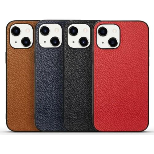 Genuine Leather Cover For Iphone 13 12 11 Pro Max Mini Soft Black Silicone Rubber + Real Natural Cowhide Back Case