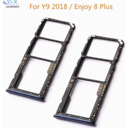 For Huawei Y9 2018 SIM Card Tray Micro SD Card Holder Slot Adapter Parts For huawei Enjoy 8 plus