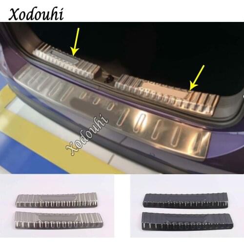 For Volkswagen VW T-cross Tcross 2018 2019 2020 Car Stainless Steel Inside Rear Trunk Bumper Trim Plate Frame Threshold 2pcs