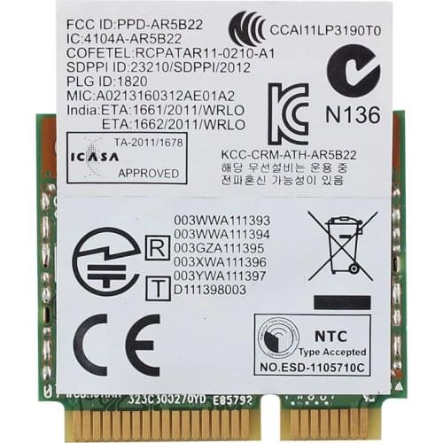 Atheros AR5B22 Dual band Wireless Half Mini PCI-E card 300Mbps Laptop WiFi Bluetooth BT 4.0 COMBO PCI-e Network Wlan Adapter