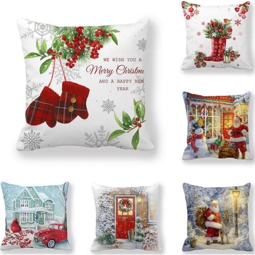 Merry Christmas Decorations for Home Navidad Natal Happy New Year 2021 Santa Claus Decor Pillowcase 45x45cm Christmas Ornaments