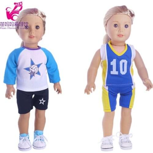 Football sports clthoes for 18 inch girl doll 43cm baby dolls t-shirt and pants