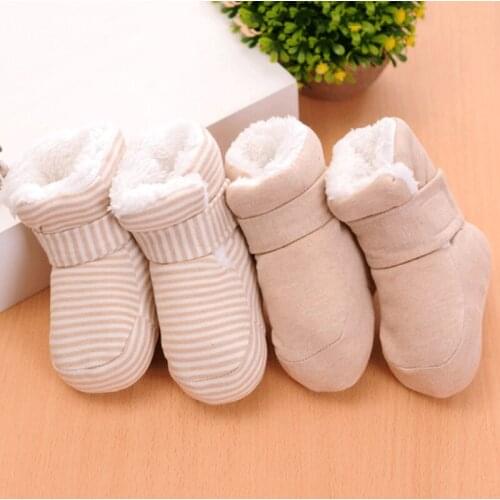 Newborn Cotton Shoes Autumn And Winter Plus Velvet Thick Baby Handmade High To Help Warm Shoes