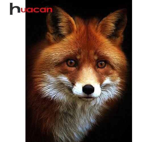 Huacan New Full Square Diamond Painting Fox Kit 5D DIY Diamond Embroidery Mosaic Animal Decorations Home