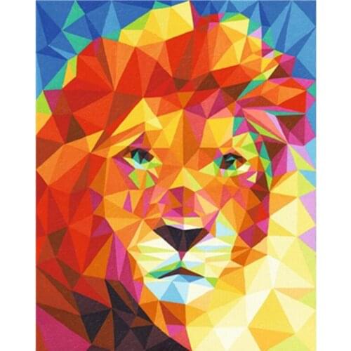 Painting By Numbers DIY Dropshipping Big size Bright and colorful lion Animal Acrylic House Decoration Art picture Gift