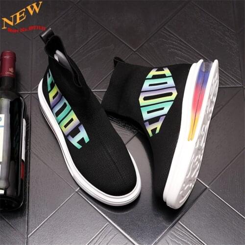 Summer New Designer Men Sock Shoes Hip Hop Air Cushioned Mens Sneakers Knitted Casual Shoes High Tops Zapatillas Hombre