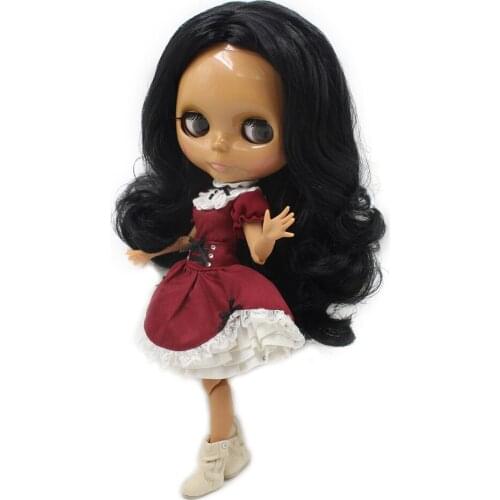 Joint body doll Nude Blyth Doll ,black hair Tan skin Factory doll,Suitable For DIY 0803KK