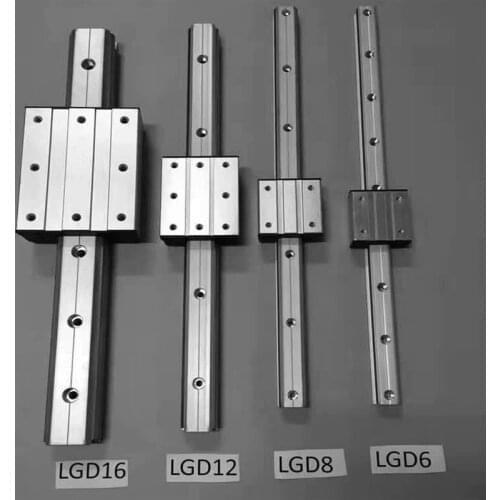 1pc Double axis roller linear guide LGD8 linear rail L 350/600/1000mm + 1pc LGD8 block High speed linear guide for CNC parts