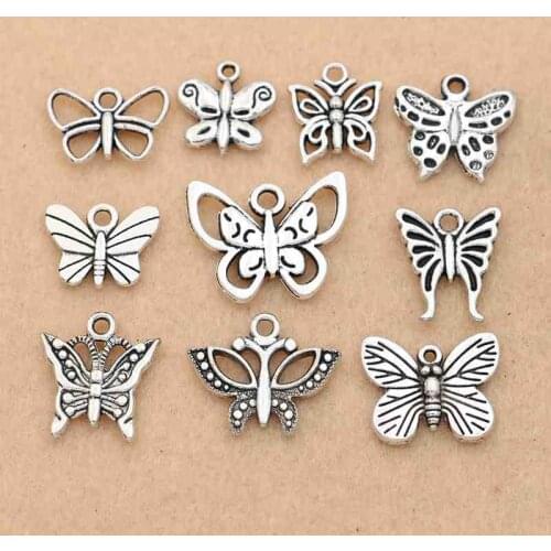 Mixed Tibetan Silver Plated Butterfly Dragonfly Charm Pendant for Bracelet Necklace Jewelry Accessories Making Handmade DIY