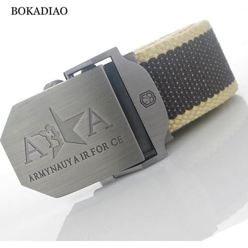 BOKADIAO Men&Women Military Canvas belt luxury Metal buckle jeans belt Black Army tactical belts for women waistband strap male