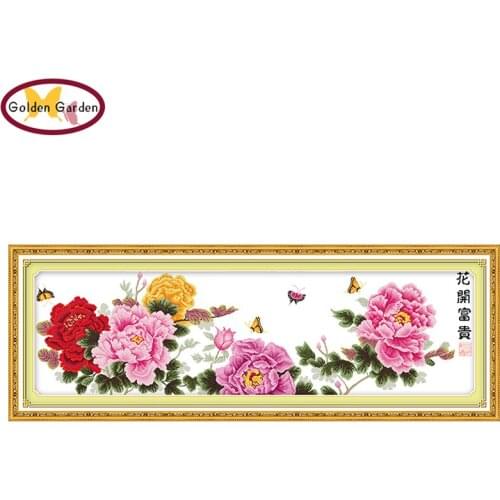 GG Success In Every Field Chinese Flowers Cross Stitch Kit Cross Crafts Sets of Embroidery Drawing on Canvas Set Home Decor