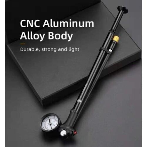 Foldable 120psi High-pressure Bicycle Pump inflator with Lever & Gauge for Fork & Rear Suspension MTB bike Pump