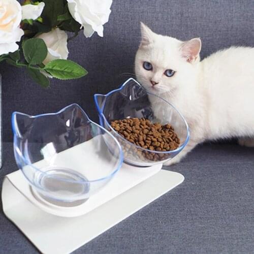 Non slip Double Cat Bowl with Raised Stand Pet Food Cat feeder Protect Cervical Vertebra cat food bowl for dogs Pet Products