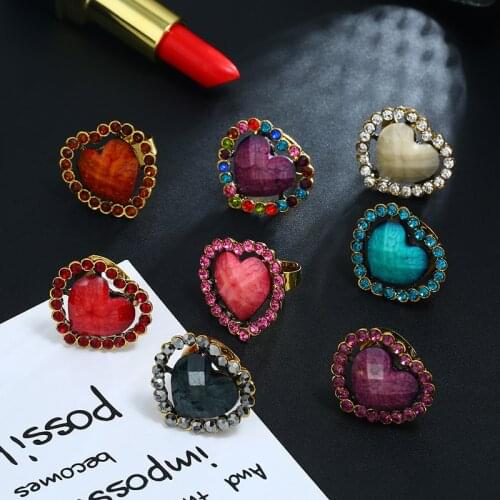 2021 Newest Hot Wedding Ring Vintage Punk Crystal Accessory Metal Jewelry Women Adjustable Statement Finger-ring Dazzling Gift