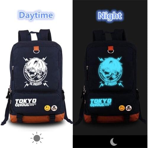 New High Quality Anime Tokyo Ghoul kaneki ken Luminous Canvas Printing Laptop Backpack Mochila Feminina Girls School Bags