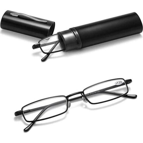 Iboode +1.0 +1.5 2.0 2.5 Reading Glasses With Pen Tube Case Men Women Ultralight Portable Computer HD Presbyopic Eyeglasses New