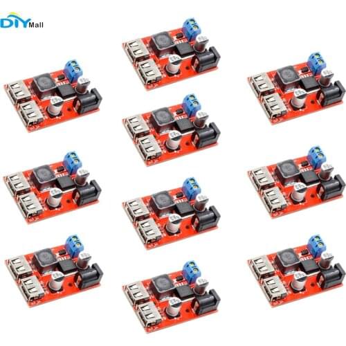 10pcs LM2596 Dual USB 3A Step Down Buck Converter Board DC-DC 9V 12V 24V 36V to 5V Car Charger Solar Power Supply Module