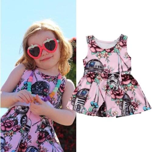 Newborn Infant Baby Girl Dress Star Wars Sleeveless Party Princess Dress Clothes Cute Pink Clothes