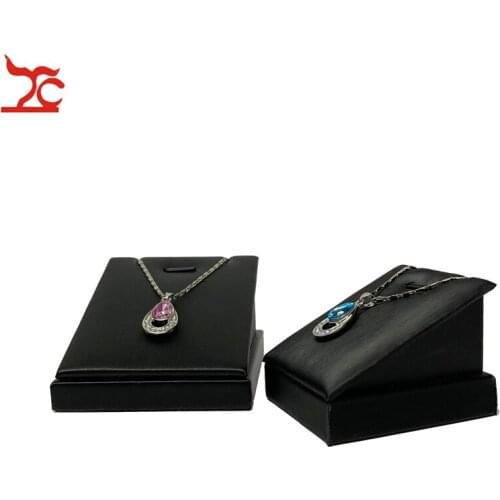 Black PU Leather Pendant Jewelry Display Stand Earring Holder Necklace Jewelry Storage Organizer Pendant Showcase Stand