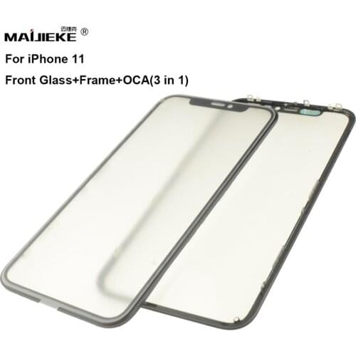 10PCS AAA 3 in 1 LCD Screen Front Glass+middle frame+OCA Film for iphone 11 Xr 8 Plus 7 6s 6 plus 5s Touch Panel Replacement