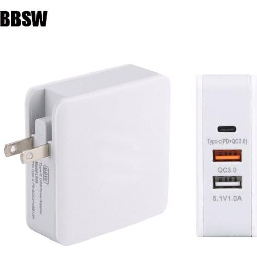 68W USB Type-C/PD+QC 3.0 USB Wall Fast Charger For iPhone 11 Pro Xs MAX Xr Xs 8 Plus MacBook Pro Nintendo USB-C PD Fast Charger