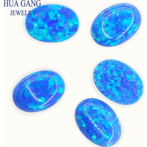 Blue OP05 Opal Loose Stones Oval Shape Base Cabochon Created Opal Beads Semi-Precious Stones For Jewelry Making 3x5mm-10x14mmmm