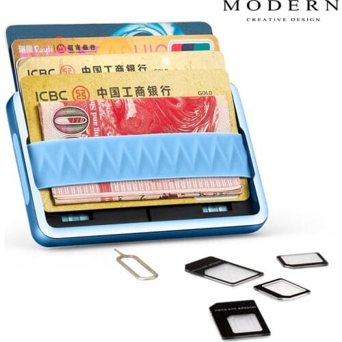 Modern - Brand Aluminum Minimalist Men Wallet Card Holder Elastic Rfid Blocking Mini Wallet Organizer Slim Card Case
