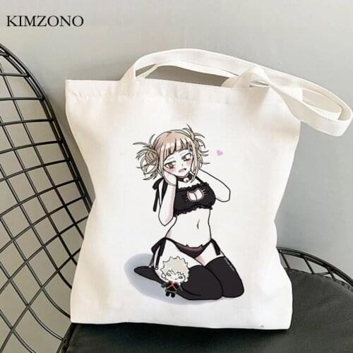 Ahegao shopping bag cotton recycle bag shopping bolsas de tela shopper bag woven fabric tote cloth grab