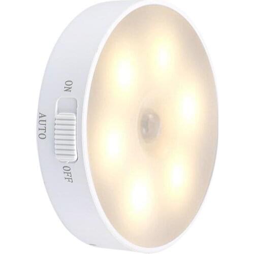 LED Motion Sensor Light Night Light USB Rechargeable Sensor Bedroom Cabinet Light Wireless Energy-saving Body Induction Lamp Hot