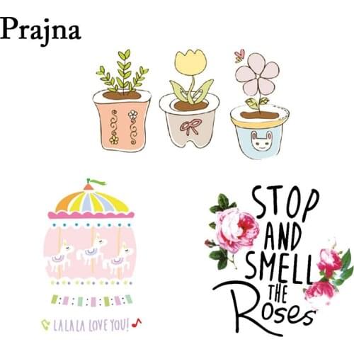 Prajna Love You Heat Transfer Clothes Rose Flower Patches For Clothing DIY T-shirt Jacket Grade-A Thermal Transfer Stickers E