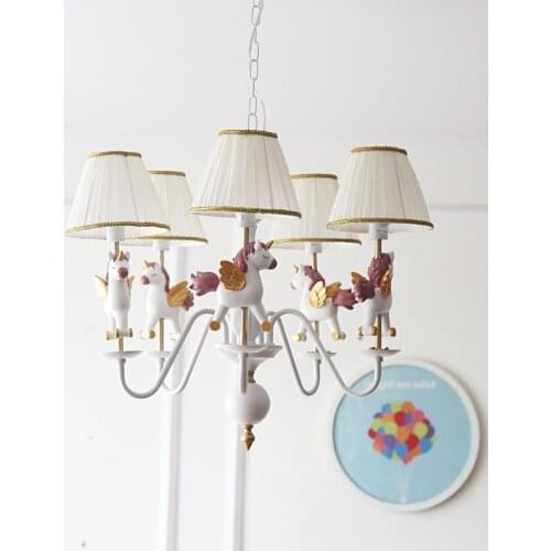 Merry Go Round Pleasure Ground Chandelier Boy Girl Bedroom Childrens Room Lamp American Countryside Unicorn Christmas Deer