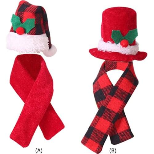 Wine Bottle Scarf Hat Suit Christmas Creative Decoration Scarf Hat Suit Red Wine Bottle Cover Set Hotel Festival Supplies