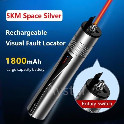 Optical Fiber 5Km Red Laser Pen Visual Locator FTTH Optic Tester USB Charging LED Lighting Pen