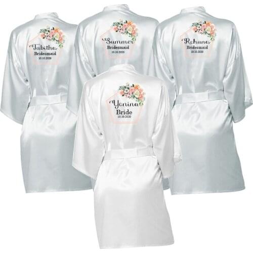 Bride Robe Women Nightwear Wedding Kimono Satin Silk Female Hen Party Bathrobe Bridesmaid Gifts Bridal Party Robe