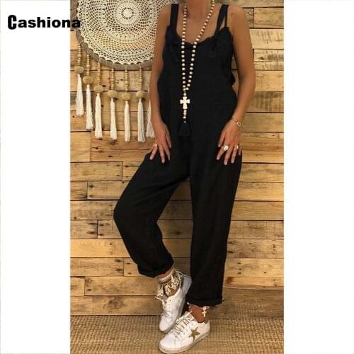 Plus Size 4xl 5xl Women Jumpsuits Cotton Linen Bodysuit Loose Pocket Overalls Casual Romper Summer Jumpsuit ropa mujer femme