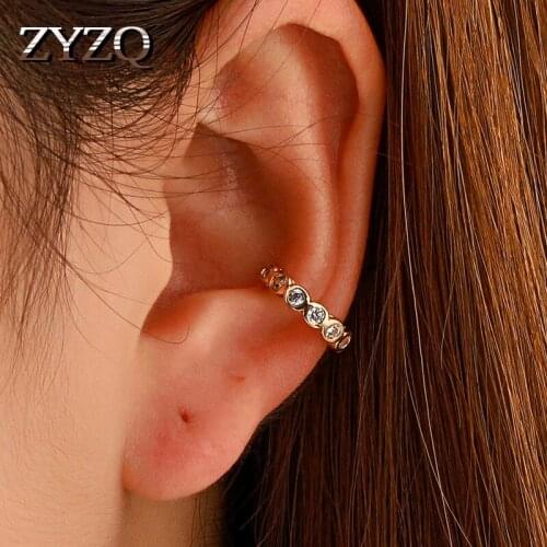 ZYZQ ins New Creative Personality Womens Ear Clip Simple Inlaid Rhinestone Metal Non-hole Clip Earrings Fashion Jewelry