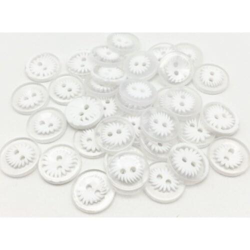 100pcs 15mm White Resin Round Flowers Buttons For Clothing 2 Holes Sewing Accessories Scrapbooking Embellishments
