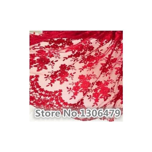 15 Colors Optional French Lace Fabric High Quality Tulle Embroidered Flower Transparent Net Lace Fabric for Wedding RS1017