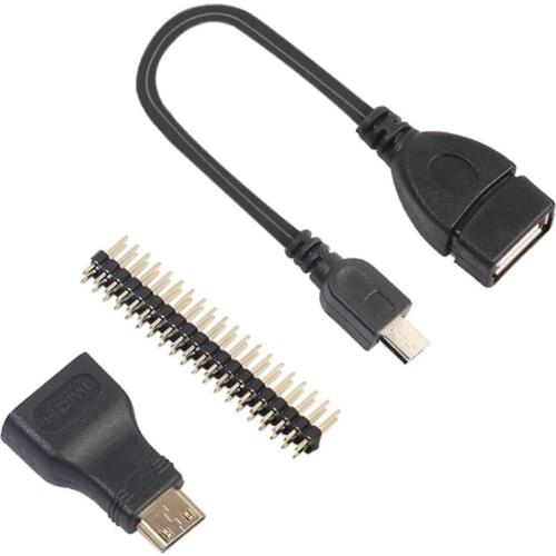 3 in 1 Kit Mini HDMI-compatible to HDMI+Micro USB+GPIO Header for Raspberry Pi Zero