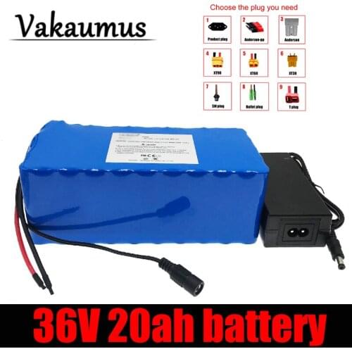 Vakaumus 36V 20Ah Battery 18650 Pack 250W 350W 500W 750W High Power 42V 20000mAh Ebike Electric Bicycle 25A BMS And 2A Charger