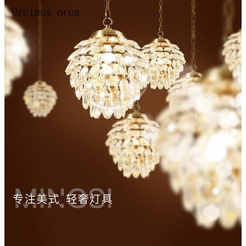 American village full copper LED chandelier living room corridor restaurant bar creative personality nut crystal pendant lamp