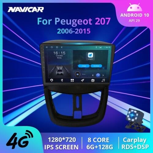 IPS 2Din Android 10.0 Car Radio For Peugeot 207 2006-2015 Stereo Car Multimedia Player GPS Navigation Tape 2IDN DVD Recorder