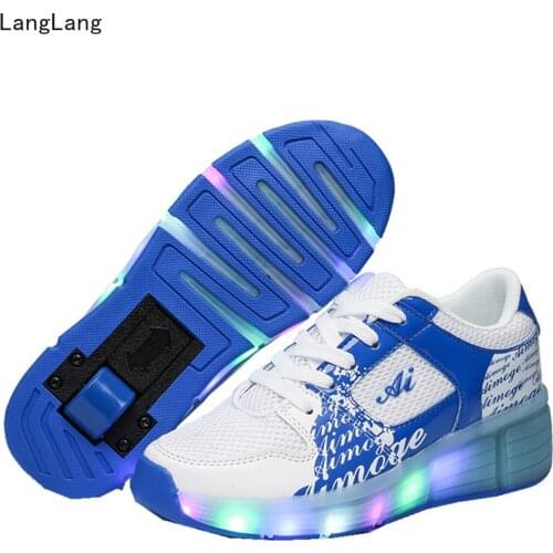 2019 Child Jazzy , Junior Girls&Boys LED Light , Children Roller Skate Shoes, Kids Sneakers with Wheels Blue