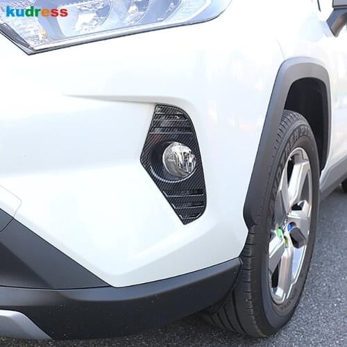 For Toyota RAV4 RAV 4 Limited LE XLE Hybrid 2019 Carbon Fiber Front Fog Light Lamp Cover Trim Car Foglight Frame Covers 2pcs