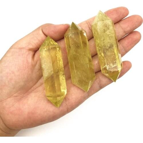 Beautiful 1PC Natural Citrine Yellow Crystal Double Point Tower Crystal Healing Home Decor Polished Natural Quartz Crystals