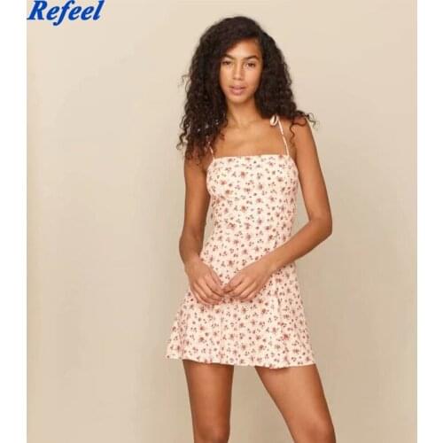 Summer Woman Vintage Floral Print Prairie Chic Mini Dress Female Sexy Sleeveless Slim A-line Chiffon Dress Short Vestido