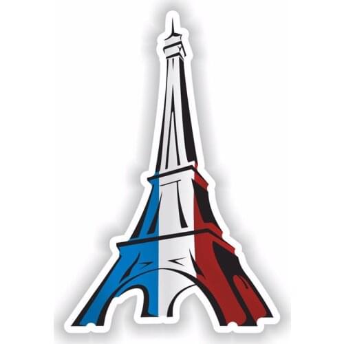 Hot Sell Hot Creative Tour Eiffel Paris France Flag Car Sticker Motorcycle Decal Vinyl Sunscreen Anti-UV PVC 14.4cm X 9.3cm