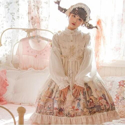 NONSAR Lolita Sweet Dress OP Cute Autumn And Winter Painted Dream Forest Series JSK For Women