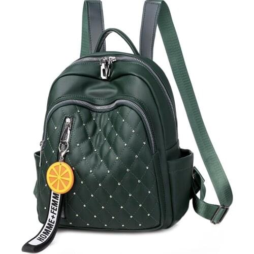 2021 Fashion Soft Leather Backpack Women Large-capacity Korean Style Backpack